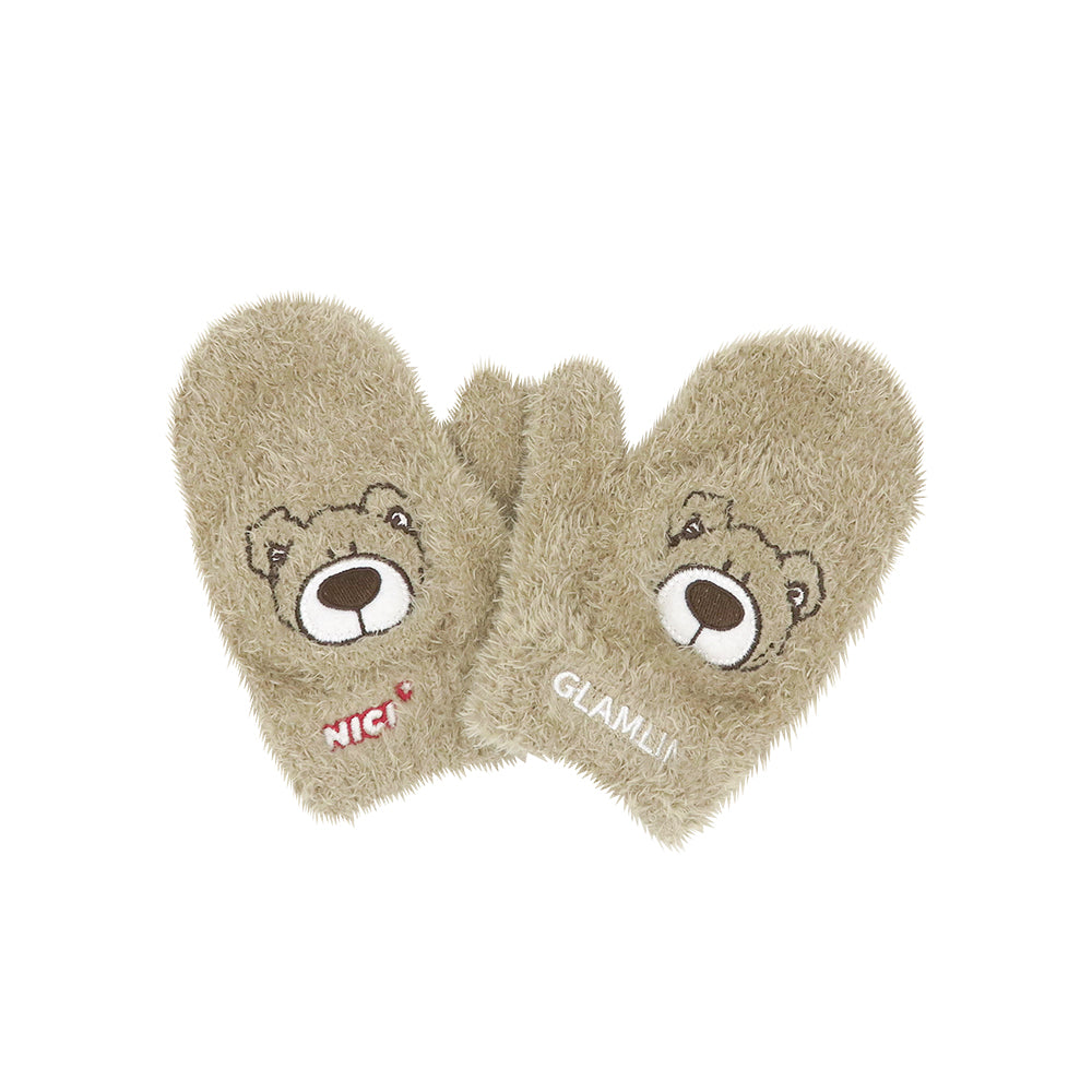 【GLAMLIN】NICI COLLABORATION KID'S MITTEN LOVE BEAR CAMEL