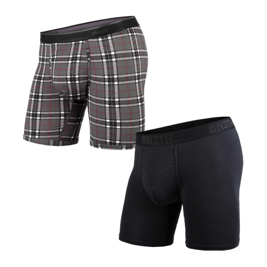 SALE【BN3TH】WEEKDAY SOLID×PRINT 2PACK BLACK FIRESIDE-PLAID GREY