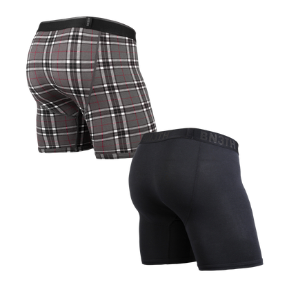 SALE【BN3TH】WEEKDAY SOLID×PRINT 2PACK BLACK FIRESIDE-PLAID GREY