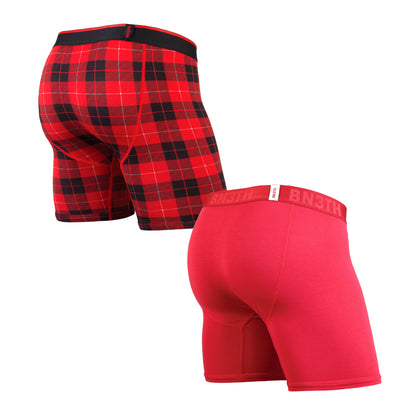 SALE【BN3TH】WEEKDAY SOLID×PRINT 2PACK CRIMSON FIRESIDE-PLAID RED