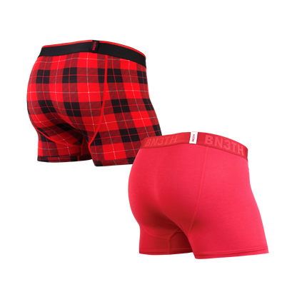SALE【BN3TH】WEEKDAY TRUNKS SOLID×PRINT 2PK CRIMSON FIRESIDE-PLAID RED