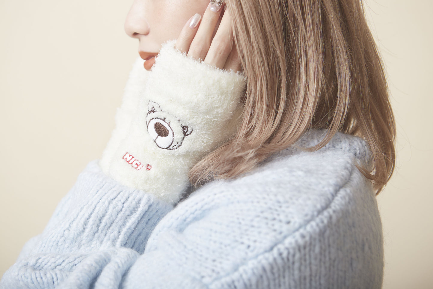 【GLAMLIN】NICI COLLABORATION HAND WARMER LOVE BEAR CREAM