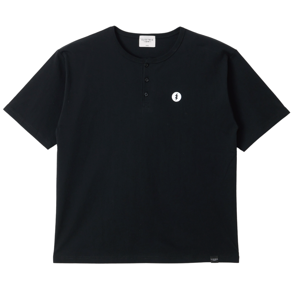 【ELECTRIC】HENLY NECK EMBROIDERY S/S TEE BLACK