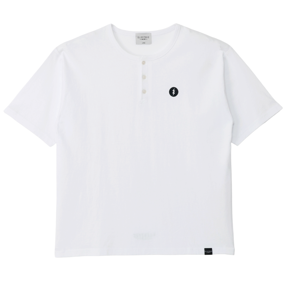 【ELECTRIC】HENLY NECK EMBROIDERY S/S TEE WHITE
