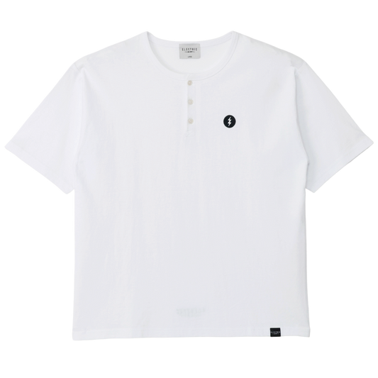 【ELECTRIC】HENLY NECK EMBROIDERY S/S TEE WHITE