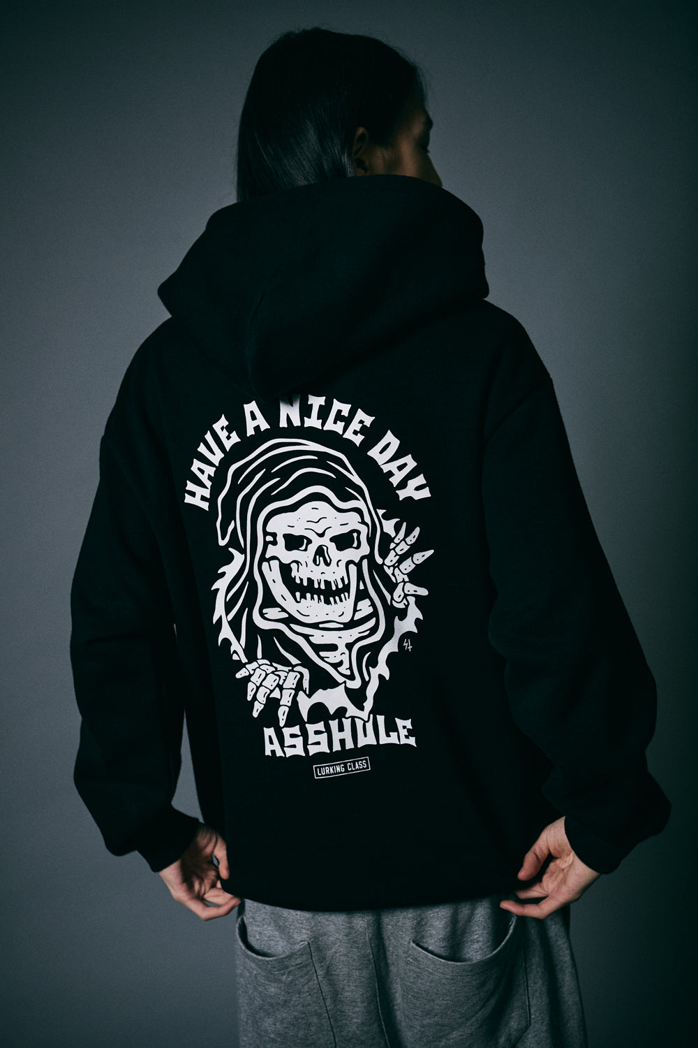 【LURKING CLASS】HAVE A NICE DAY HOOD BLACK