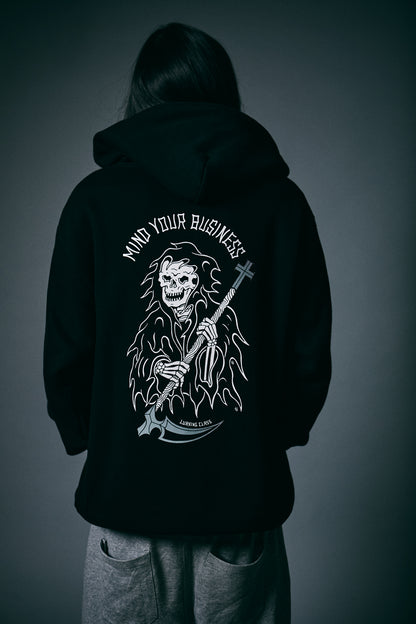 【LURKING CLASS】MIND YOUR BUSINESS HOOD BLACK