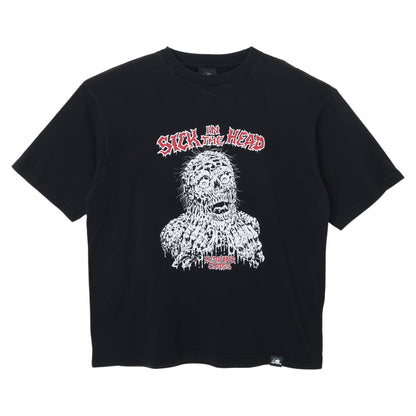 【LURKING CLASS】SICK IN THE HEAD ACID WASHED S/S TEE BLACK ACID