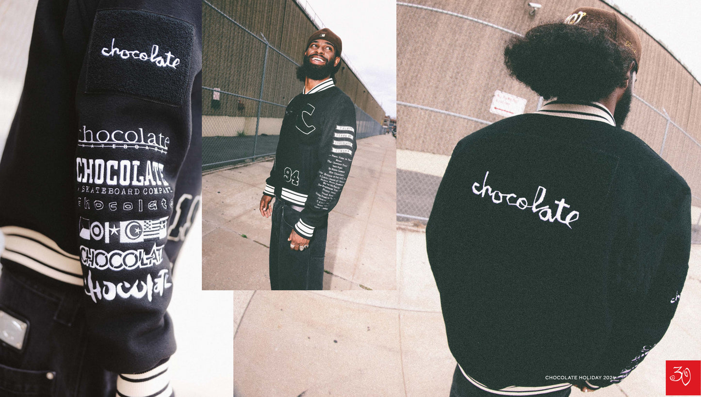 【CHOCOLATE】TEAM VARCITY JACKET BLACK