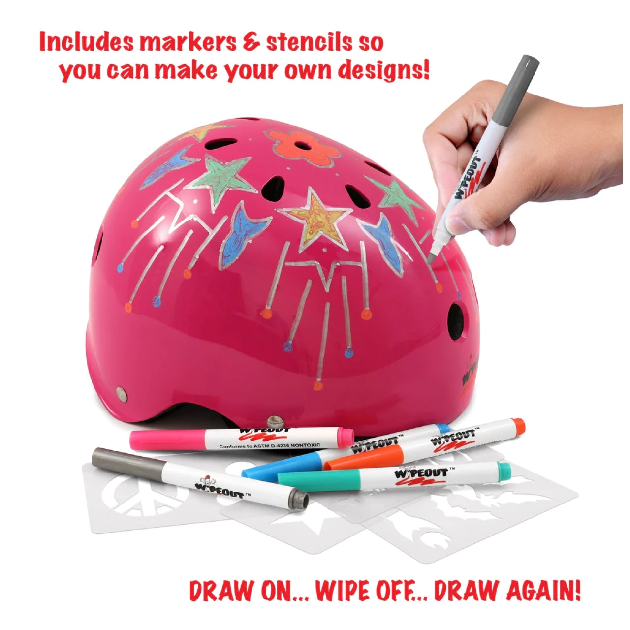 【triple eight】WIPEOUT SKATE THE DAY ERASE HELMET NEON PINK